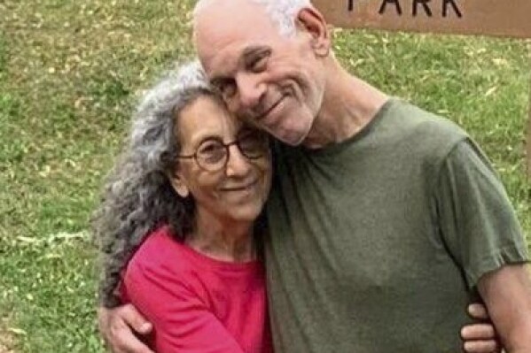 This undated photo provided by Hostage's Family Forum shows Israeli hostage Judih Weinstein and Gad Haggai, whose bodies have been recovered from Gaza by Israeli security forces. (Hostage's Family Forum via AP)