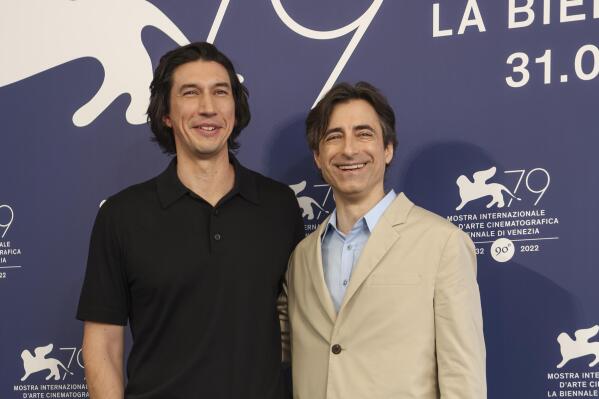 Adam Driver, left, director Noah Baumbach pose for photographers at the photo call for the film 'White Noise' during the 79th edition of the Venice Film Festival in Venice, Italy, Wednesday, Aug. 31, 2022. (Photo by Joel C Ryan/Invision/AP)