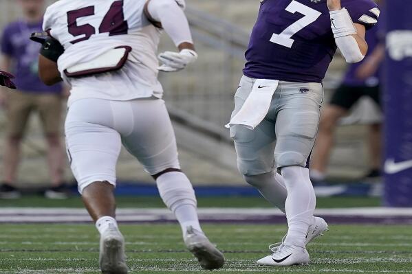 Kansas State quarterback Skylar Thompson (7) passes during the first half of an NCAA college football game against Southern Illinois, Saturday, Sept. 11, 2021, in Manhattan, Kan. (AP Photo/Charlie Riedel)