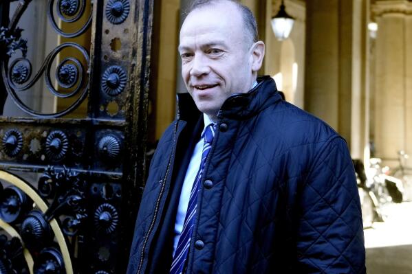 Chris Heaton-Harris, Secretary of State for Northern Ireland, arrives for a cabinet meeting at Downing Street in London, Tuesday, Feb. 7, 2023. (AP Photo/Kirsty Wigglesworth)