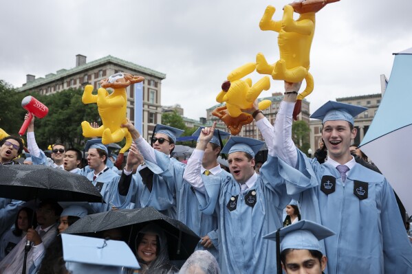Students will attend the Columbia University opening ceremony on Wednesday, May 21, 2025 in New York at Columbia's main campus in Manhattan. (Jeenah Moon/Pool Photo via AP)