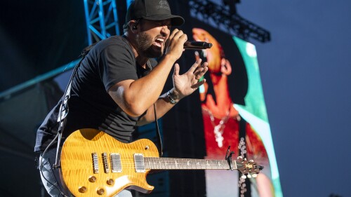 Luke Bryan performs during Day 3 at the Windy City Smokeout festival, Saturday, July 15, 2023, at United Center in Chicago. (Photo by Rob Grabowski/Invision/AP)