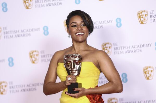 Ariana Debose holds her Supporting Actress award for her role in the film 'West Side Story' at the 75th British Academy Film Awards, BAFTA's, in London Sunday, March 13, 2022. (Photo by Joel C Ryan/Invision/AP)