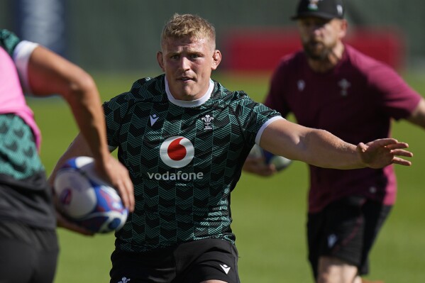 Wales' Jac Morgan attends a training session at the Stade Mayol in Toulon, France, Thursday, Oct. 12, 2023. Wales will face Argentina on Saturday, Oct. 14, 2023, in the Rugby World Cup quarterfinals. (AP Photo/Pavel Golovkin)