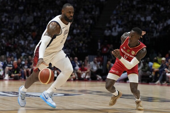 LeBron James scores final 11 points for US in 92-88 win over Germany as  pre-Olympic tour ends | AP News