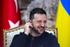 Ukrainian President Volodymyr Zelenskyy smiles during a joint news conference with Turkish President Recep Tayyip Erdogan following their meeting at Dolmabahce palace in Istanbul, Turkey, Friday, March 8, 2024. (AP Photo/Francisco Seco)