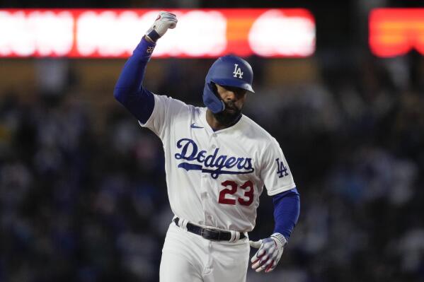 James Outman of the Los Angeles Dodgers rounds the bases following