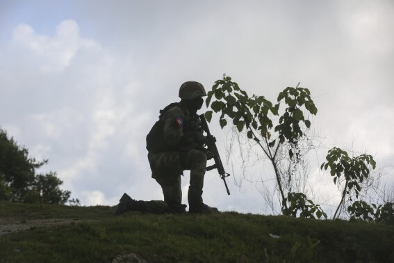 A soldier carries out an anti-gang operation in the Kenscoff neighborhood of Port-au-Prince, Haiti, Feb. 3, 2025. (AP Photo/Odelyn Joseph, File)
