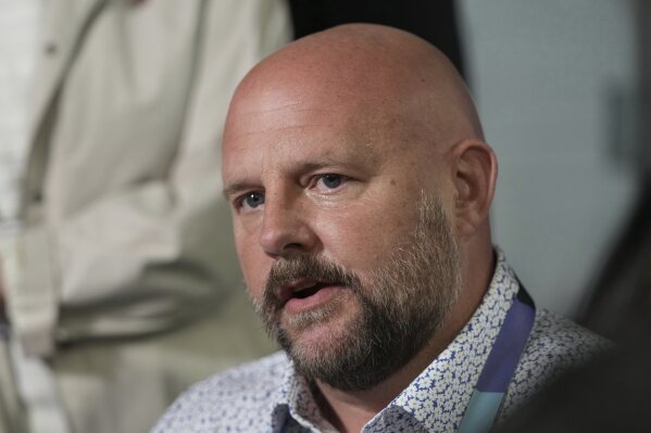 New York Giants Brian Daboll is interviewed at the NFL football annual meetings Tuesday, April 1, 2025, in Palm Beach, Fla. (AP Photo/Lynne Sladky)