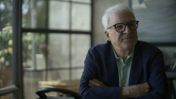 This image released by Apple TV+ shows Steve Martin in a scene from the documentary "Steve! (Martin) a Documentary in 2 Pieces." (Apple TV+ via AP)