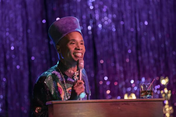 This image released by FX shows Billy Porter as Pray Tell in a scene from "Pose." Porter was nominated for an Emmy Award for outstanding leading actor in a drama series. (Eric Liebowitz/FX via AP)