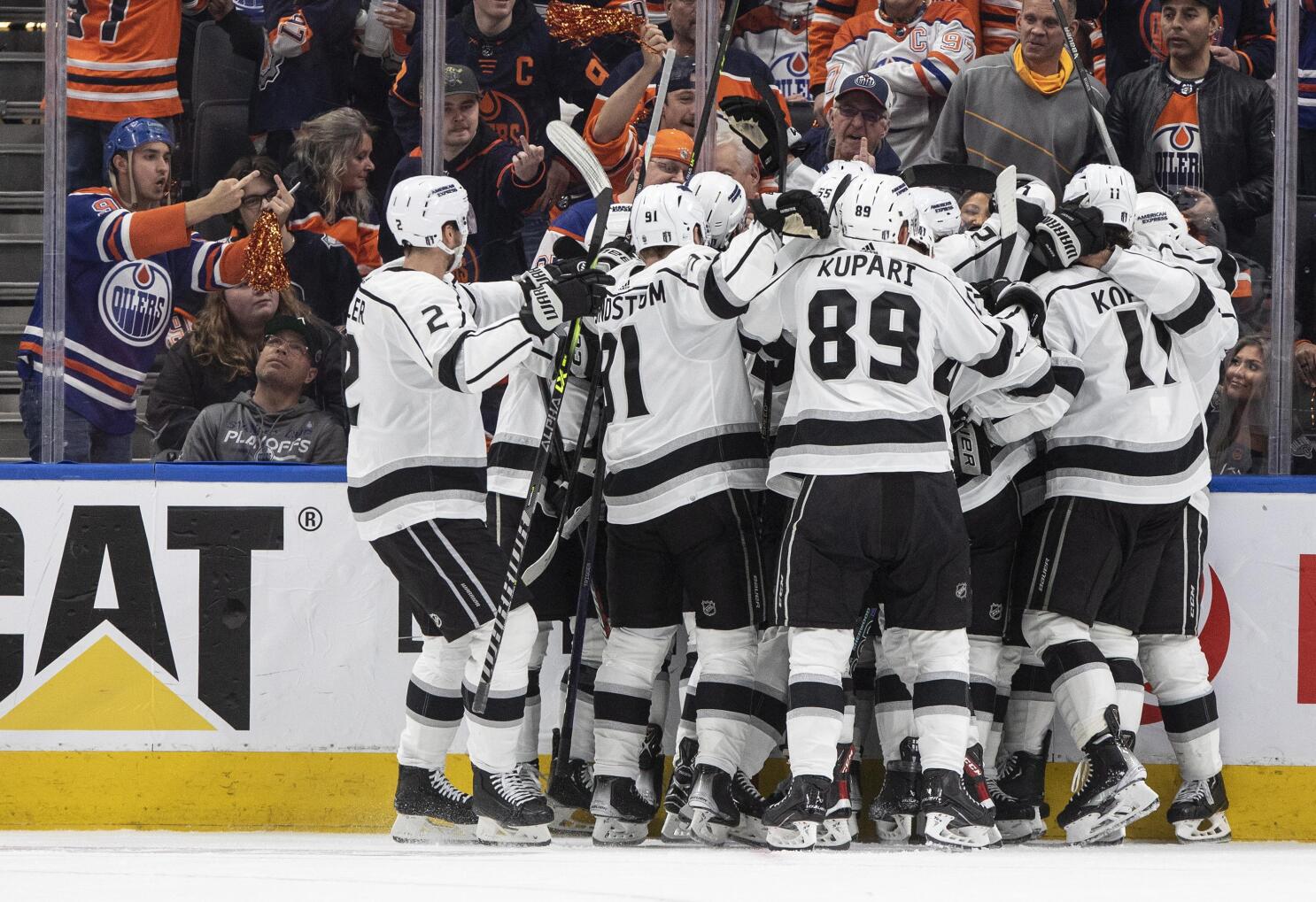 Alex Iafallo of the Los Angeles Kings takes the ice prior to the