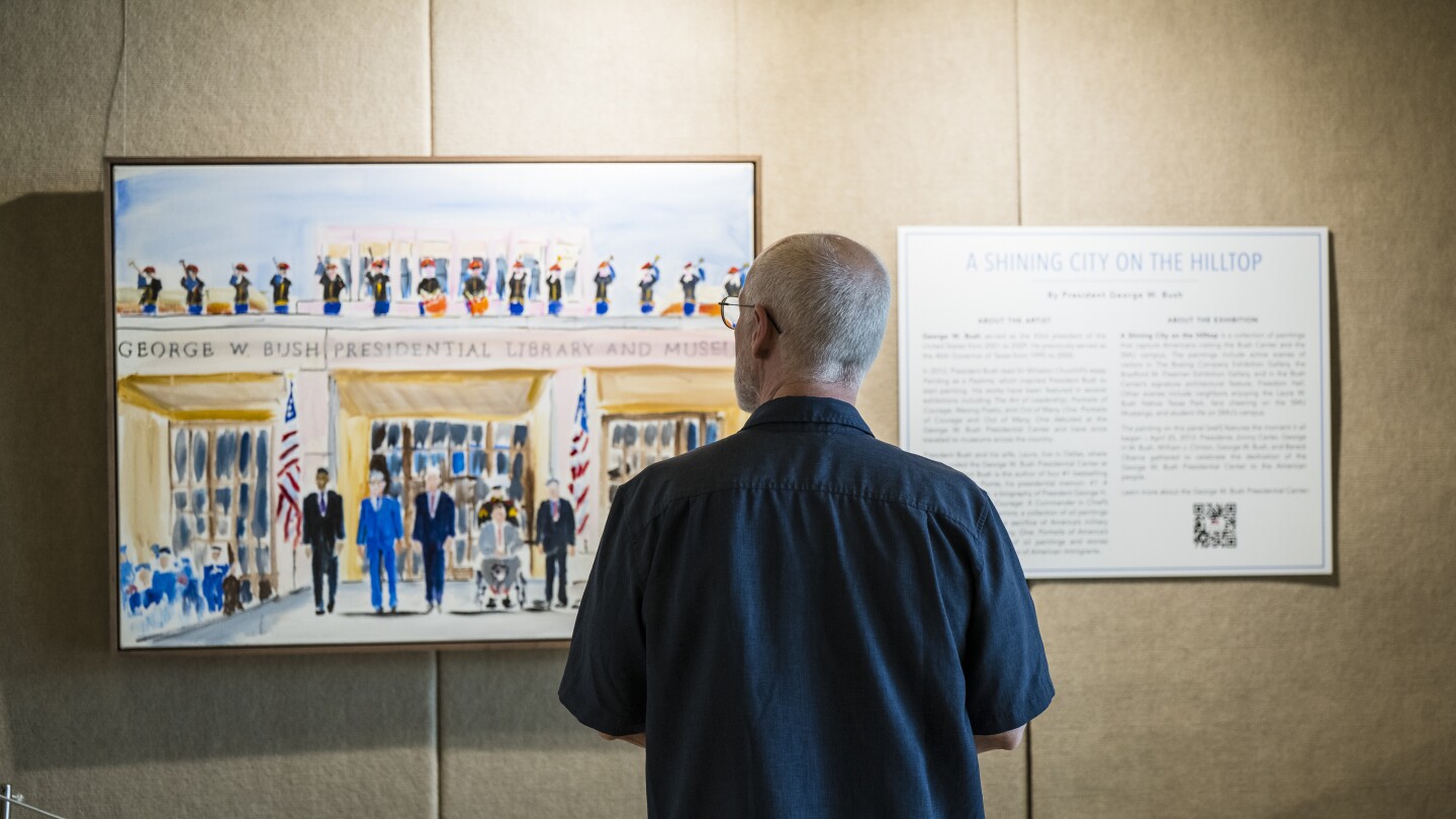 Former President George W. Bush draws inspiration close to his Dallas home in his latest paintings
