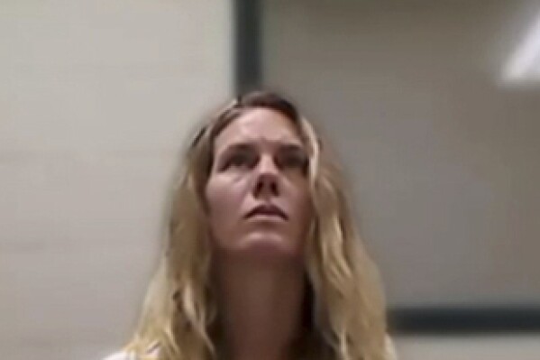 This image from video provided by the Utah State Courts shows Ruby Franke, during a virtual court appearance, Friday, Sept. 8, 2023 in St. George, Utah. Franke, a mother of six who gave parenting advice via a once-popular YouTube channel called "8 Passengers" made her initial court appearance Friday on charges that she and the owner of a relationship counseling business abused and starved her two young children. (Utah State Courts via AP)