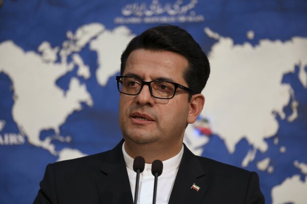 In this May 28, 2019 photo, Iran's Foreign Ministry spokesman Abbas Mousavi speaks at a press conference in Tehran, Iran. Iran remains open to diplomacy to save its 2015 nuclear deal with world powers but has "no hope" in the international community, the country's Foreign Ministry spokesman said Monday, July 8, 2019, as the Islamic Republic broke the limit the agreement put on its enrichment of uranium. (AP Photo/Vahid Salemi)