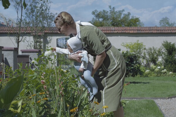 This image released by A24 shows Sandra Hüller in a scene from "The Zone of Interest." (A24 via AP)