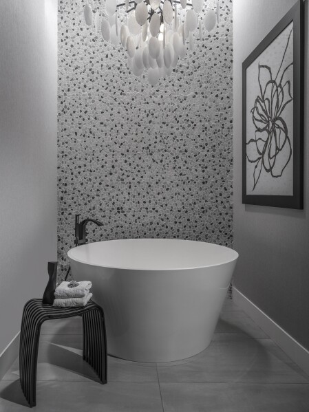 This photo provided by Ovadia Design Group, shows a primary bath with an Onsen tub in Phoenix. (Ovadia Design Group via AP)