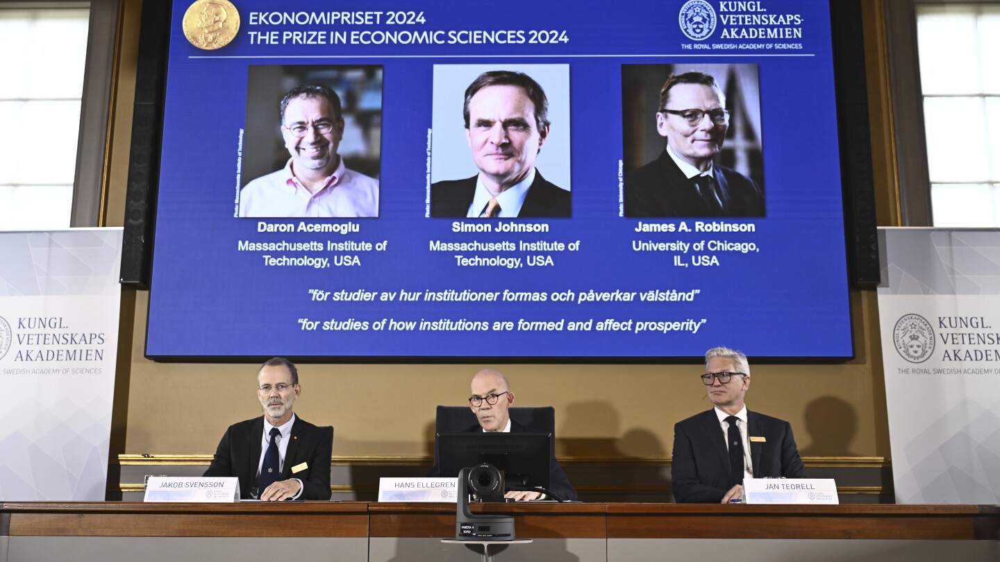 Nobel economics prize is going to three economists who discovered that freer societies are much more likely to prosper