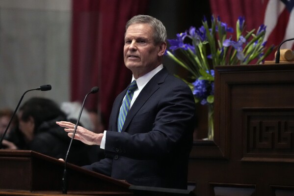 Governor Bill Lee delivers his State of the State address Monday, Feb. 10, 2025, in Nashville, Tenn. (AP Photo/Mark Humphrey, File)