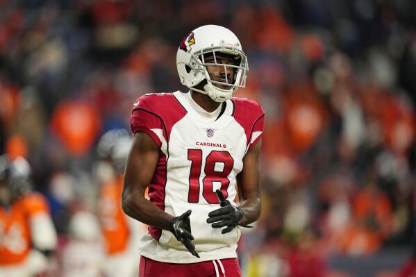 FILE - Arizona Cardinals wide receiver A.J. Green (18) looks on against the Denver Broncos during the second half of an NFL football game, Dec. 18, 2022, in Denver. Seven-time Pro Bowl receiver Green has decided to retire after 12 seasons in the NFL. (AP Photo/Jack Dempsey, File)
