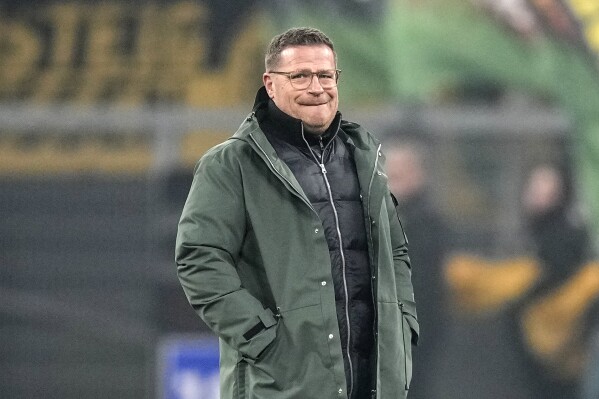 FILE - Leipzig's director Max Eberl reacts prior the German Bundesliga soccer match between Borussia Dortmund and RB Leipzig in Dortmund, Germany, on March 3, 2023. Stung by the prospect of its first season without a major trophy for 12 years, Bayern Munich looks set to appoint Max Eberl to oversee a major shakeup. The Bavarian powerhouse is expected to confirm Eberl as its new sporting director this week. (AP Photo/Martin Meissner, File)