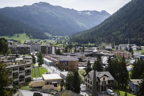 A view of Davos and its congress center prior to the annual meeting of the World Economic Forum, Switzerland, Sunday, May 22, 2022. (Gian Ehrenzeller/Keystone via AP)
