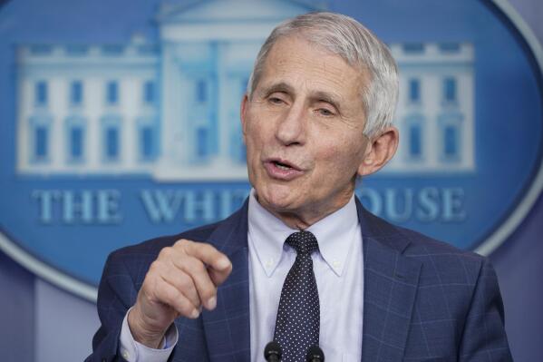 FILE - Dr. Anthony Fauci, director of the National Institute of Allergy and Infectious Diseases, speaks during the daily briefing at the White House in Washington on Dec. 1, 2021. Fox News defended Jesse Watters on Tuesday, Dec. 21, 2021, after he used the phrase "kill shot" in a speech urging young conservatives to confront Fauci in public with a hostile interview. (AP Photo/Susan Walsh, File)