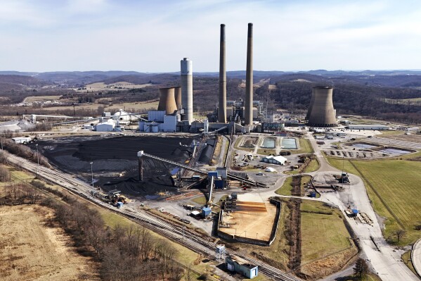 This is the Keystone Generating Station in Shelocta, Pa., on Wednesday, March 13, 2024. Gov. Josh Shapiro unveiled a plan to fight climate change Wednesday, saying he will back legislation to make power owners in Pennysylvania pay for their planet-warming greenhouse gas emissions and require utilities in the nation's third-largest power-producer to buy more electricity from renewable sources. (AP Photo/Gene J. Puskar)