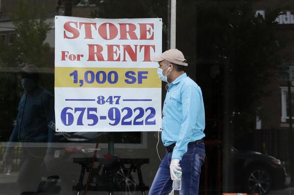FILE - A Store For Rent sign is displayed at a retail property in Chicago, on June 20, 2020. As much as 20% of a federal pandemic relief program intended to help small businesses weather the COVID-19 outbreak is believed to have gone to fraudsters, while some 1.6 million applications for the loans may have been approved without even being evaluated. The program overseen by the U.S. Small Business Administration is one of the key targets of a Tuesday, June 14, 2022, congressional hearing that is expected to look more widely at the fraud that bedeviled many of the federal COVID-19 relief programs.  (AP Photo/Nam Y. Huh, File)