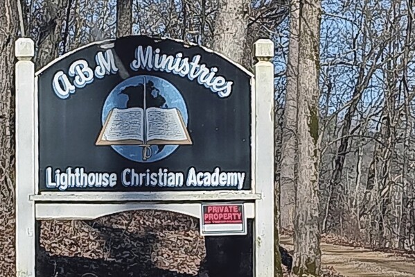 This photo provided by David Clohessy shows the entrance of ABM Ministries, a Christian boarding school in Piedmont, Mo. The owners of ABM Ministries were arrested over the weekend and charged with kidnapping. The arrest followed allegations of abuse by several former students who attended the school (David Clohessy via AP)