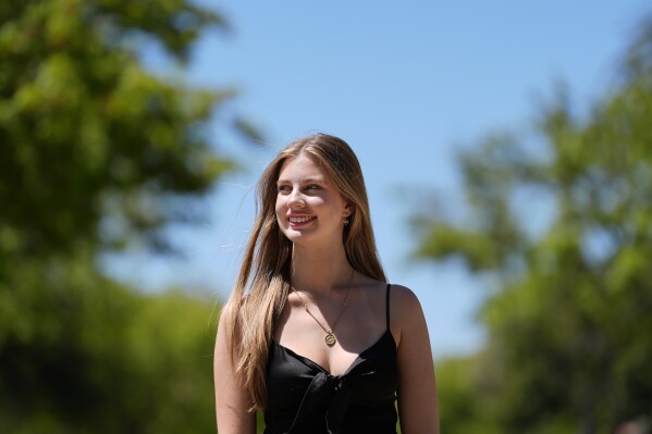 Madeleine Maestre, 18, a freshman at Santa Clara University, poses for photos in Santa Clara, Calif., Friday, May 3, 2024. ĢӰԺ spoke with teenagers and young adults about their experiences on social media and what they wish they had known when they first got online. (ĢӰԺ Photo/Jeff Chiu)