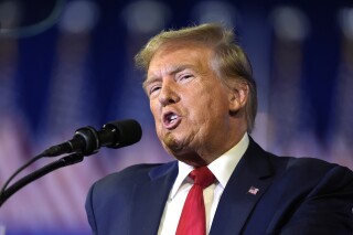 FILE - Republican presidential candidate former President Donald Trump speaks at a Get Out The Vote rally in Conway, S.C., Feb. 10, 2024. A major anti-abortion group is praising Trump after a New York Times report Friday, Feb. 16, that Trump has privately told people he supports a national ban on abortion after 16-weeks of pregnancy, though his campaign denied the report and said Trump plans to "negotiate a deal" on abortion if elected to the White House again. (AP Photo/Manuel Balce Ceneta, File)