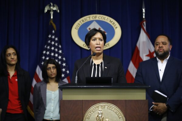 District of Columbia Mayor Muriel Bowser speaks at a news conference to announce the first presumptive positive case of the coronavirus, technically known as COVID-19, in Washington, Saturday, March 7, 2020. (AP Photo/Patrick Semansky)