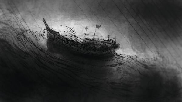 Jamal Hussein’s boat in the storm. (AP Illustration/Peter Hamlin)