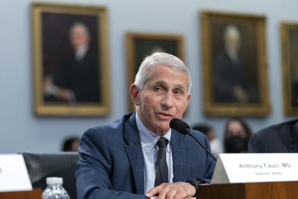 FILE - Dr. Anthony Fauci, Director of the National Institute of Allergy and Infectious Diseases, testifies during a House Committee on Appropriations subcommittee on Labor, Health and Human Services, Education, and Related Agencies hearing, May 11, 2022, on Capitol Hill in Washington. Federal prosecutors in Maryland say a West Virginia man pleaded guilty on Monday, May 23, 2022, to sending threatening emails to Dr. Anthony Fauci and other officials. (AP Photo/Jacquelyn Martin, File)