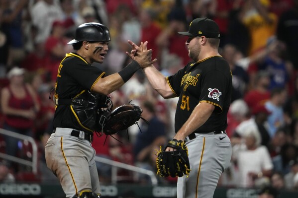 Uniforms worn for Pittsburgh Pirates at St. Louis Cardinals on