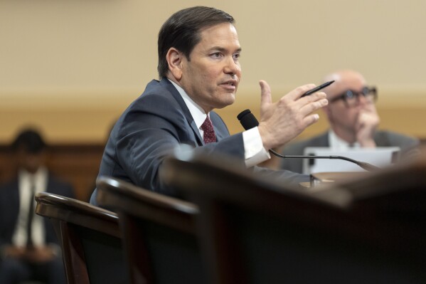 Secretary of State Marco Rubio speaks during a hearing of the House Committee on Foreign Affairs on Capitol Hill, Wednesday, May 21, 2025, in Washington. (AP Photo/Mark Schiefelbein)