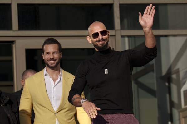 Influencer Andrew Tate and his brother Tristan Tate, who are facing