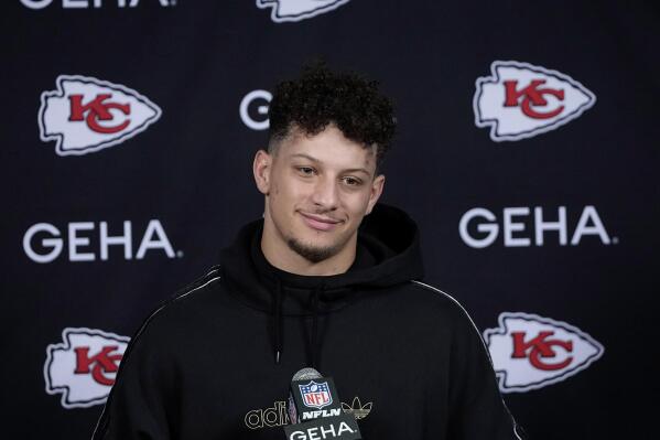 Kansas City Chiefs quarterback Patrick Mahomes listens to a question during a news conference after an NFL football game against the Houston Texans Sunday, Dec. 18, 2022, in Houston. The Chiefs won 30-24 in overtime. (AP Photo/David J. Phillip)