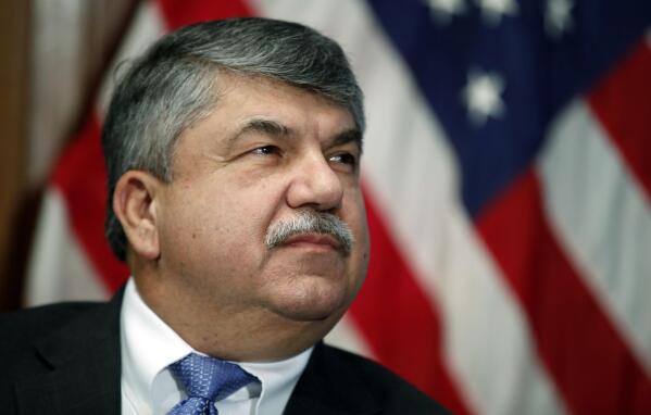 FILE - In this April 4, 2017 file photo, AFL-CIO president Richard Trumka listens at the National Press Club in Washington. The longtime president of the AFL-CIO labor union has died. News of Richard Trumka’s death was announced Thursday by President Joe Biden and Senate Majority Leader Chuck Schumer. Trumka was 72 and had been AFL-CIO president since 2009, after serving as the organization’s secretary-treasurer for 14 years. (AP Photo/Alex Brandon)