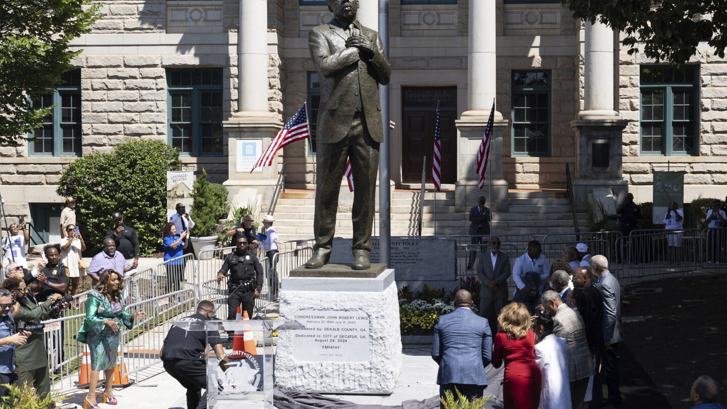 Decatur Unveils Powerful 12-Foot Bronze Statue of Civil Rights Leader John Lewis, Replacing Controversial Confederate Monument