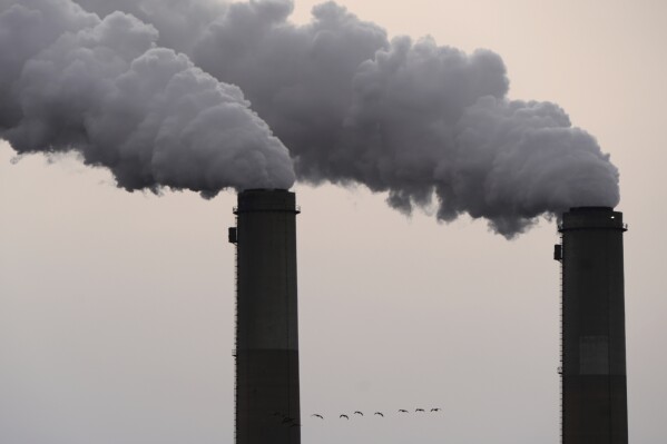 The Jeffrey Energy Center coal-fired power plant operates near Emmett, Kan., Jan. 25, 2025. (AP Photo/Charlie Riedel, File)