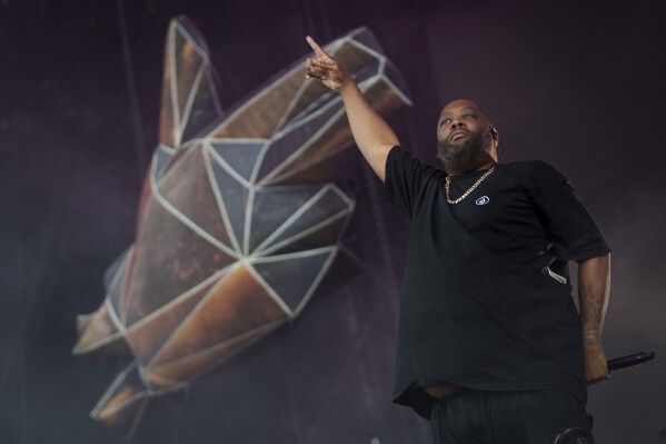 FILE - Killer Mike of Run The Jewels performs at the Reading Music Festival in England, Aug. 28, 2022. Hip-hop has been an integral part of social and racial justice movements.It’s also been scrutinized by law enforcement and political groups because of their belief that hip-hop and its artists’ encourage violent criminality. Free speech advocates see the ongoing persecution of rappers as a proxy war primarily waged against Black and Latino people who are the early pioneers of the culture. For hip-hop artists who live under repressive regimes, “dropping bars” to air one’s grievances against the government can mean time behind bars or worse. (Photo by Scott Garfitt/Invision/AP, File)