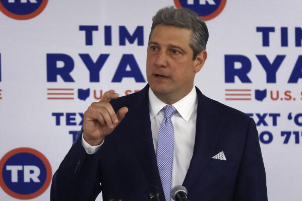 FILE - Rep. Tim Ryan, D-Ohio, running for an open U.S. Senate seat in Ohio, speaks to supporters after the polls closed on primary election day Tuesday, May 3, 2022, in Columbus, Ohio. When Democratic U.S. Rep. Tim Ryan spoke out against President Joe Biden’s student loan forgiveness plan this week, it marked a departure from some past statements and votes. The decision to oppose a same-party president comes as Ryan is running a U.S. Senate campaign with a pro-working class message against Republican JD Vance. (AP Photo/Jay LaPrete, File)