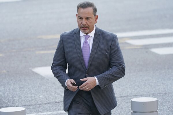 Former DEA agent Joseph Bongiovanni arrives at the Robert H. Jackson U.S. Court House for a hearing for an upcoming trial on drug and bribery charges, Wednesday, June 21, 2023. The veteran U.S. Drug Enforcement Administration agent is on trial in Buffalo, N.Y., on charges he took $250,000 in bribes from the Mafia to derail investigations and keep his childhood friends out of prison. (Derek Gee/The Buffalo News via AP)