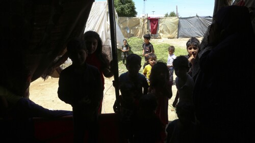 Syrian children play in a refugee camp near Amman, Jordan, on Monday, June 5, 2023. (AP Photo/Raad Adayleh)