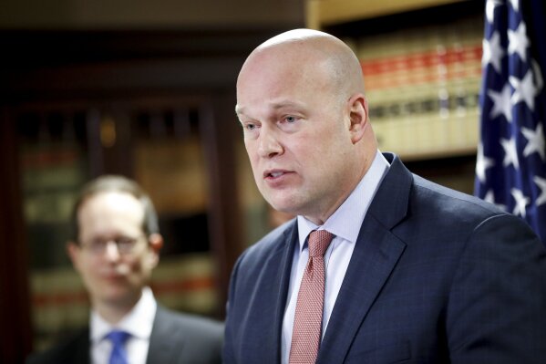 
              Acting Attorney General Matthew Whitaker speaks during a news conference, Friday, Nov. 30, 2018, in Cincinnati. (AP Photo/John Minchillo)
            