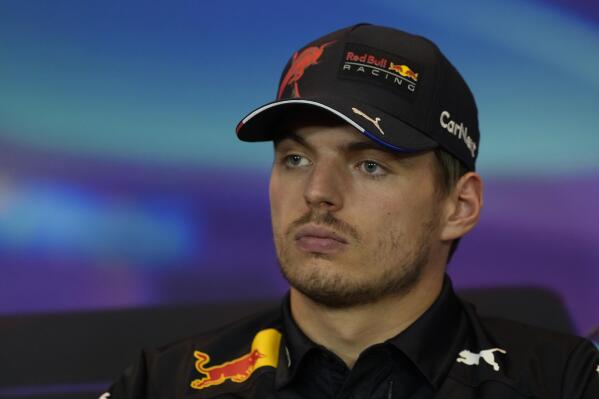 Max Verstappen of the Netherlands and Oracle Red Bull Racing, reacts in a press conference during ahead of the F1 Grand Prix of Abu Dhabi at Yas Marina Circuit in Abu Dhabi, United Arab Emirates, Thursday, Nov. 17, 2022. The Emirates Formula One Grand Prix will take place on Sunday. (AP Photo/Kamran Jebreili)