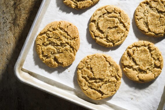 This image released by Milk Street shows a recipe for peanut butter–miso cookies (Milk Street via AP)