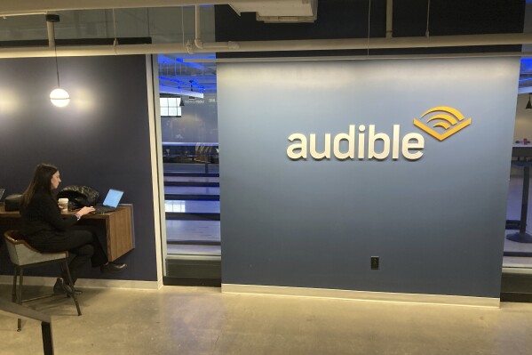FILE - The headquarters of Audible, Amazon's online audiobook and podcast service, is seen, March 9, 2023, in Newark, N.J. In a memo sent to employees on Thursday, Jan. 11, 2024, Amazon-owned Audible said that it is laying off about 5% of its workforce, marking the third round of job cuts in the tech giant's various businesses this week as the industry continues to shed roles in the new year. (AP Photo/Ted Shaffrey, File)